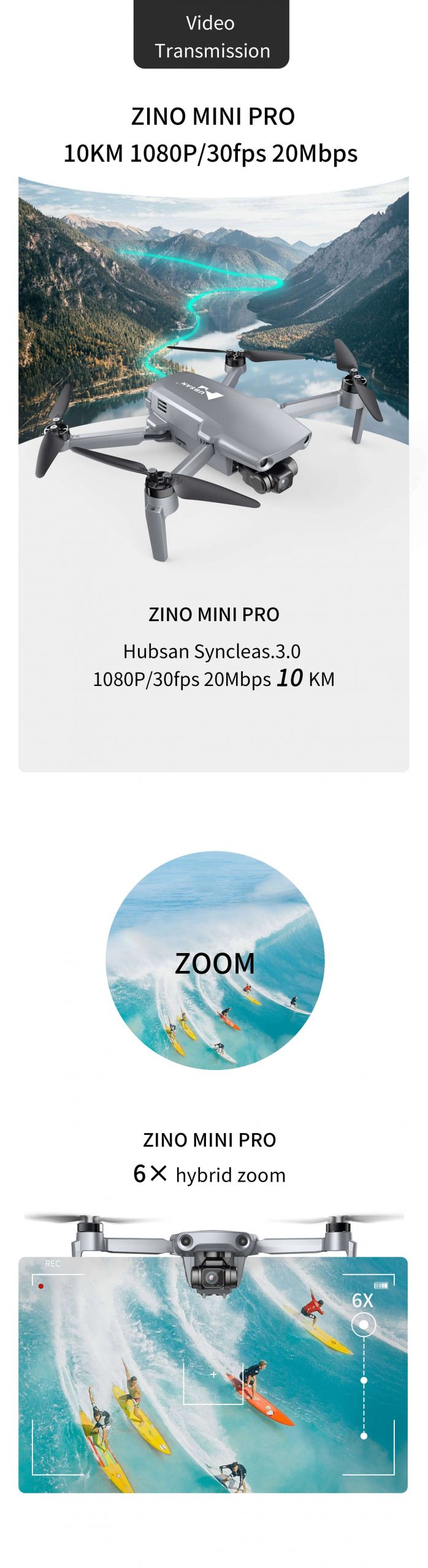 2022 New Arrival Hubsan Zino Mini Pro Drone GPS Zino 2 Quadcopter With 4K Camera 3-axis gimbal 6KM Brushless zino 2 plus Drone