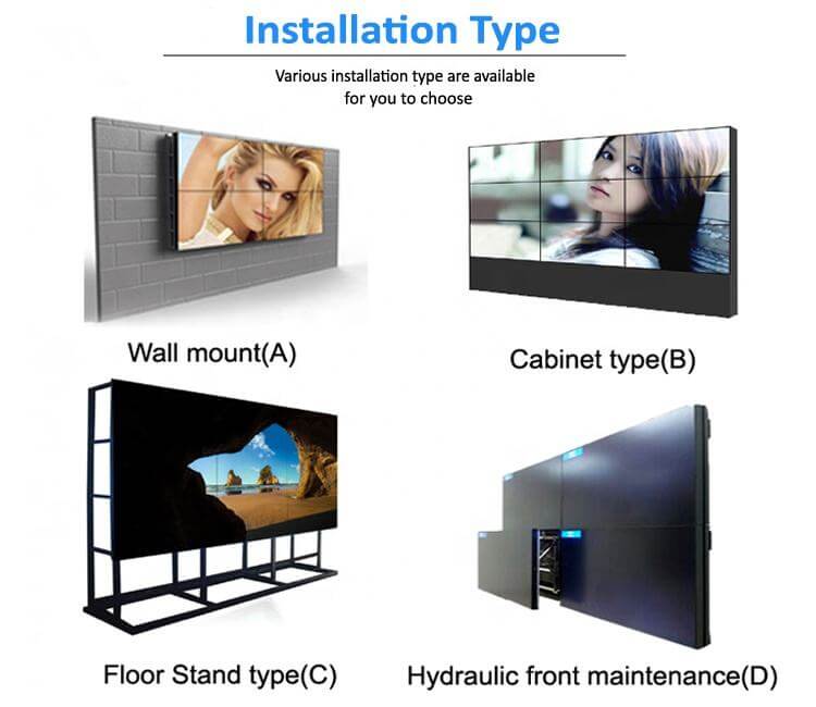55 inch 3.5mm Advertising Tv 3x3 4X4 LCD Display Panel CCTV System Screens LCD Video Wall