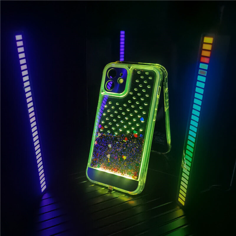 Call Light Glowing LED Phone Case iPhone 14 Pro Max Sound Luminous Quicksand Liquid Sand Case
