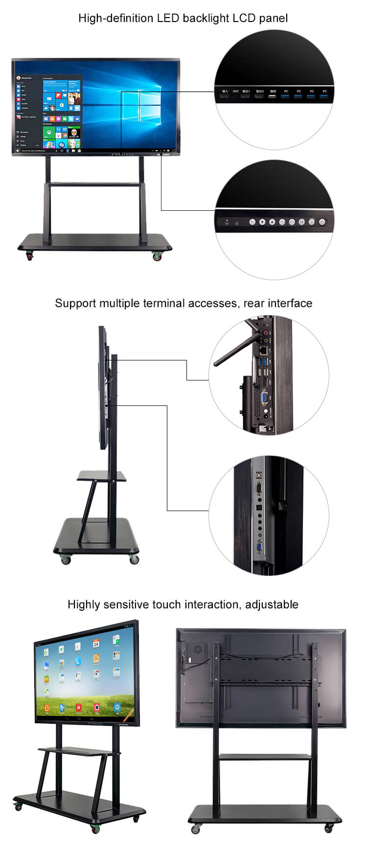 75 Interactive Whiteboard Androidwindows System Optional 4K Interactive17