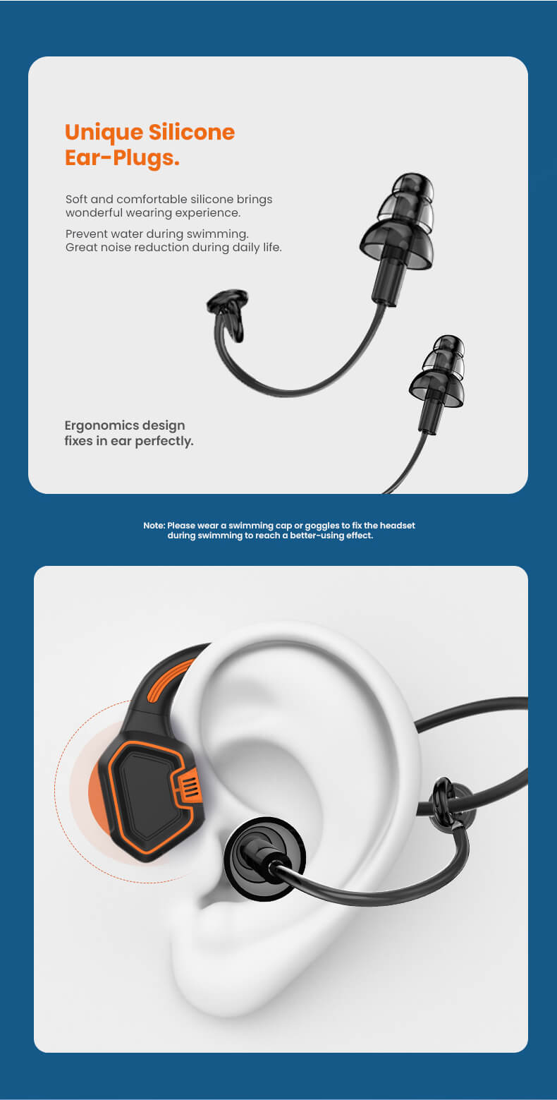 IP68 Swimming Headset Bone Conduction BT Headband Sports Wireless Stereo Head Phones Headphones Bluetooth Earphone