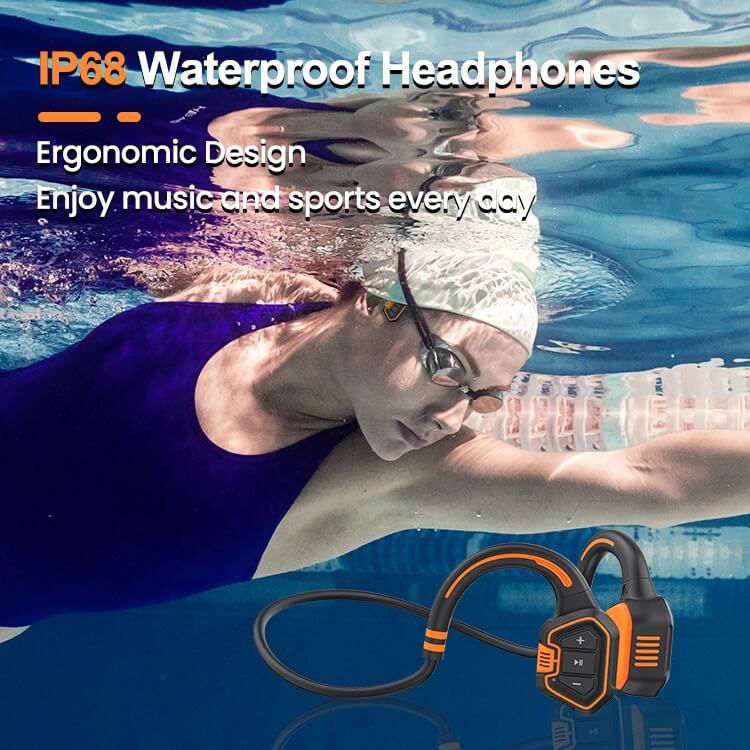 IP68 Swimming Headset Bone Conduction BT Headband Sports Wireless Stereo Head Phones Headphones Bluetooth Earphone