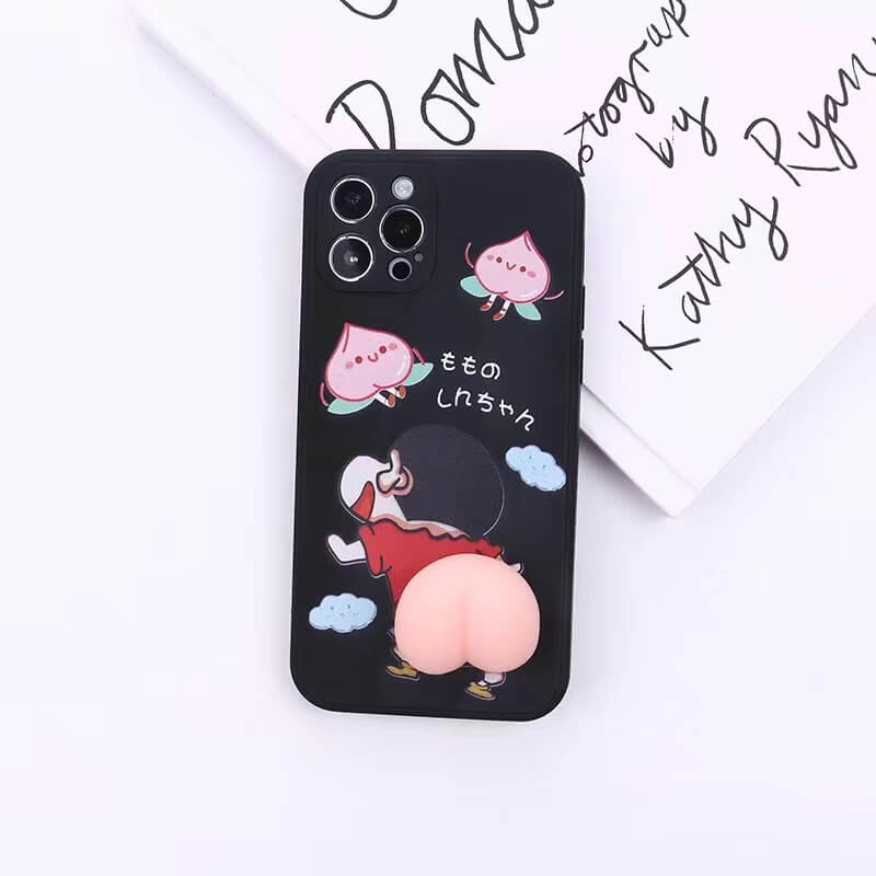 Kawaii Cartoon Peach Big 3D Bouncy Butt Ass Squishy Silicone Phone Case Cover For Iphone 12 13 Mini 11 Pro Max 2