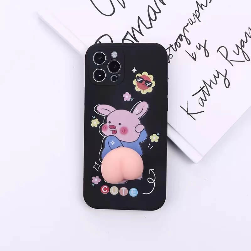 Kawaii Cartoon Peach Big 3D Bouncy Butt Ass Squishy Silicone Phone Case Cover For Iphone 12 13 Mini 11 Pro Max 2