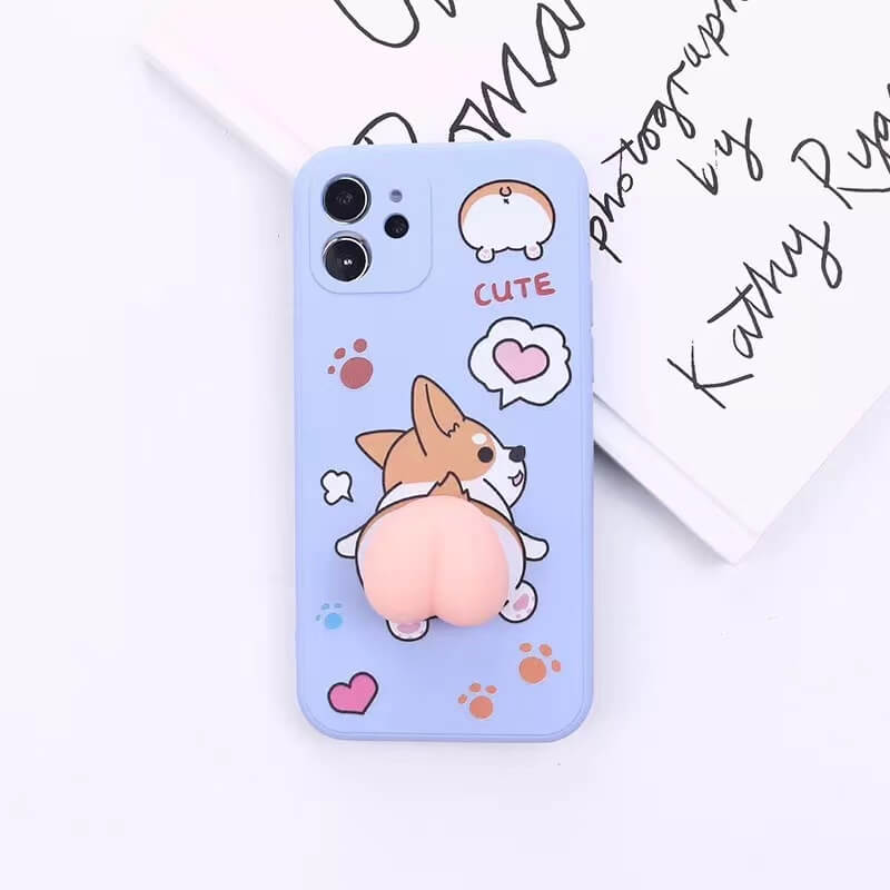 Kawaii Cartoon Peach Big 3D Bouncy Butt Ass Squishy Silicone Phone Case Cover For Iphone 12 13 Mini 11 Pro Max 2