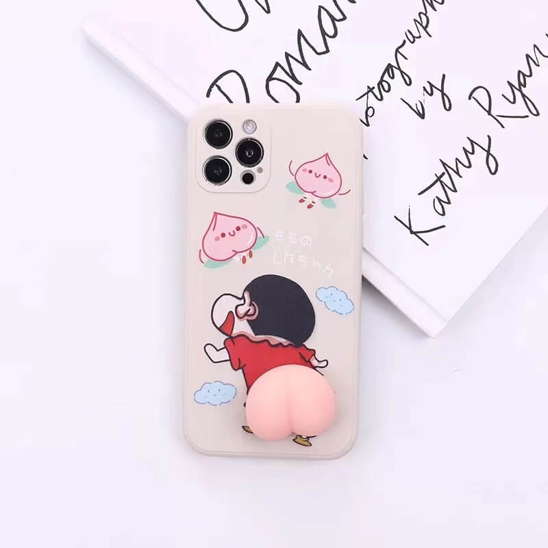 Kawaii Cartoon Peach Big 3D Bouncy Butt Ass Squishy Silicone Phone Case Cover For Iphone 12 13 Mini 11 Pro Max 2