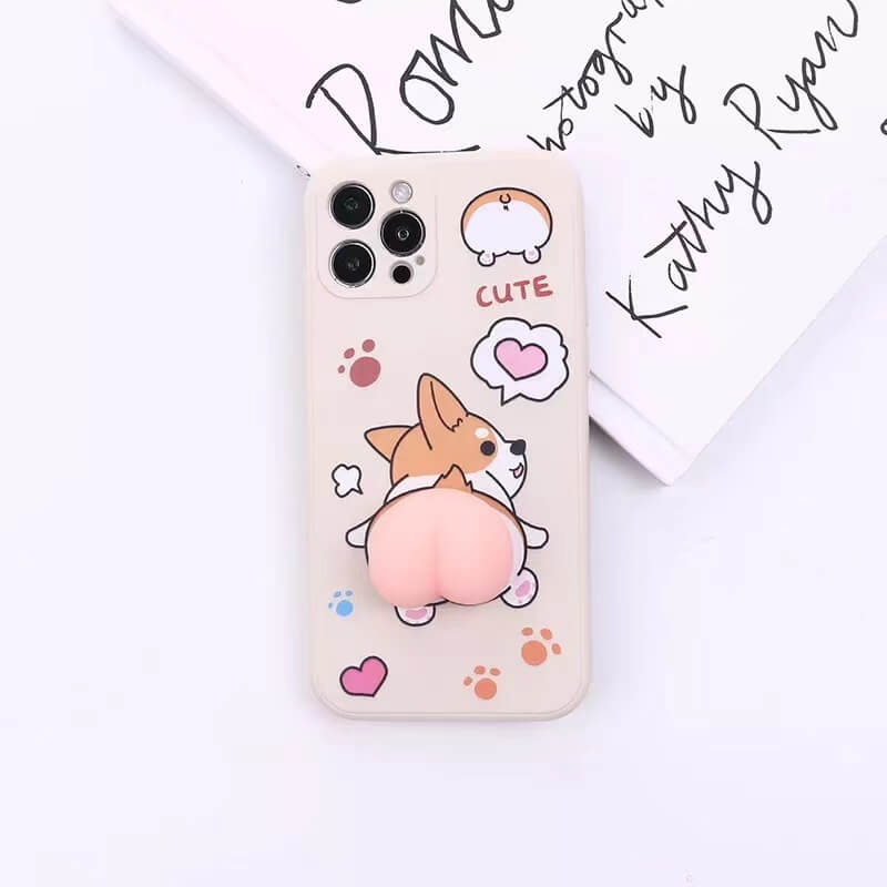 Kawaii Cartoon Peach Big 3D Bouncy Butt Ass Squishy Silicone Phone Case Cover For Iphone 12 13 Mini 11 Pro Max 2