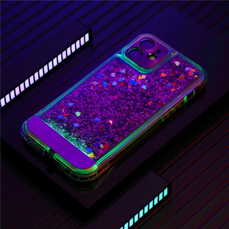 Call Light Glowing LED Phone Case iPhone 14 Pro Max Sound Luminous Quicksand Liquid Sand Case